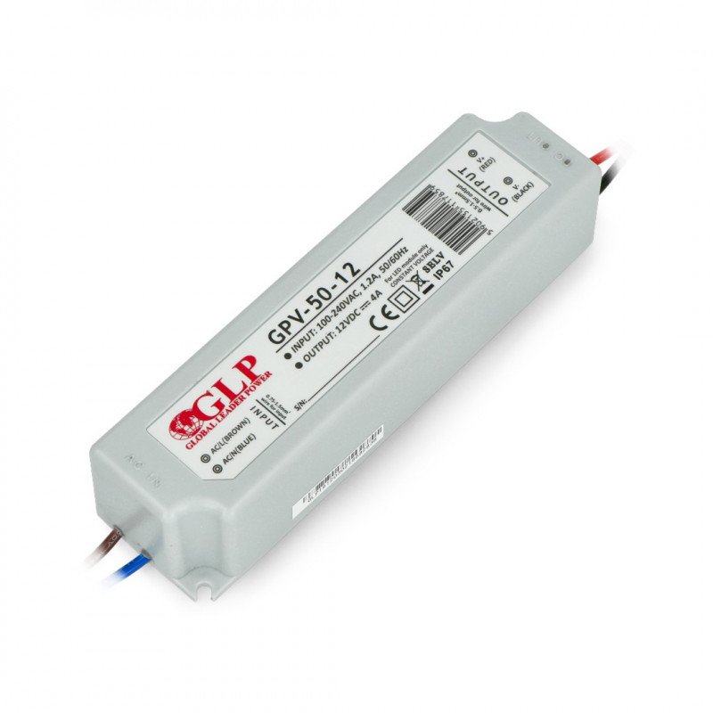 Napájecí zdroj pro LED pásky GLP GPV-50-12 - 12V / 4A / 48W
