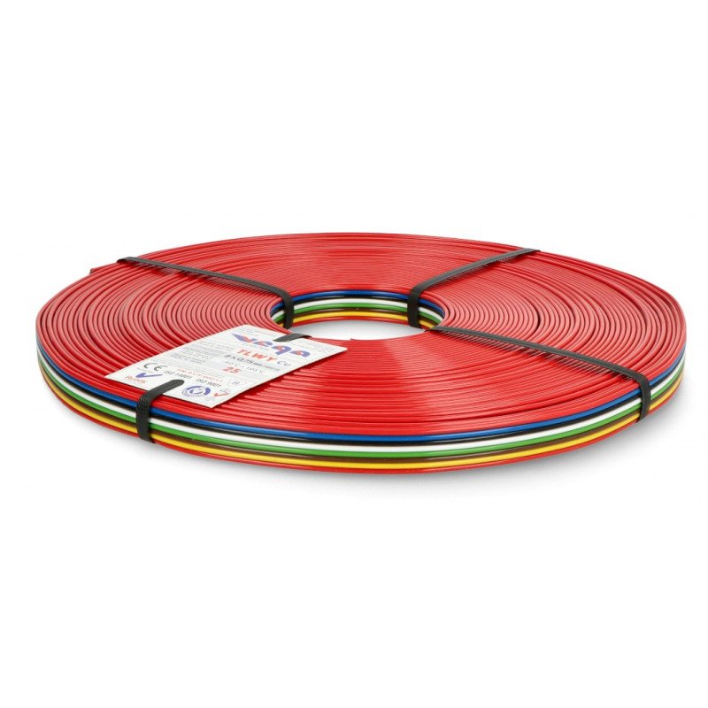 Plochý kabel TLWY - 8x0,75mm² / AWG 18 - vícebarevný - 25m