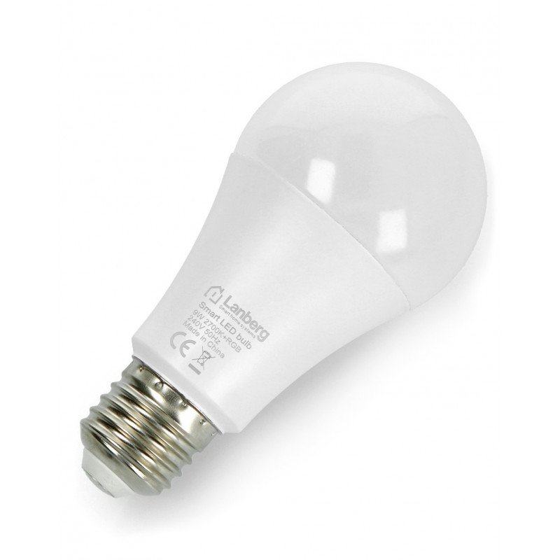 LED žárovka Lanberg RGBW E27, 9 W, 800 lm, teplá barva Tuya Smart Life