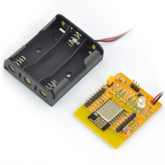 Žlutá deska ESP8266 - WiFi modul ESP-12E + koš na baterie