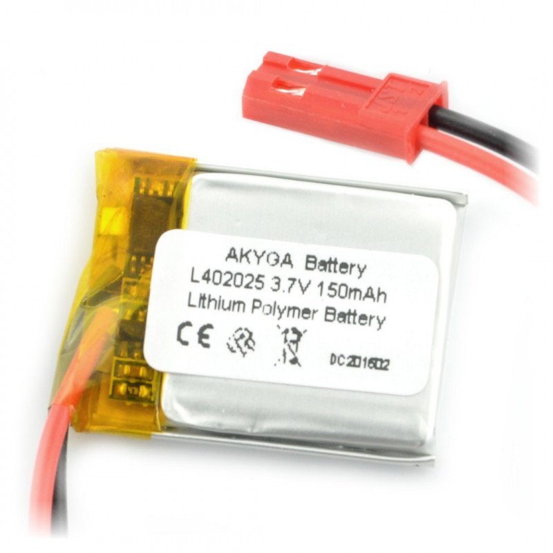 Baterie Akyga Li-Pol 150mAh 1S 3,7V - konektor JST-BEC + zásuvka