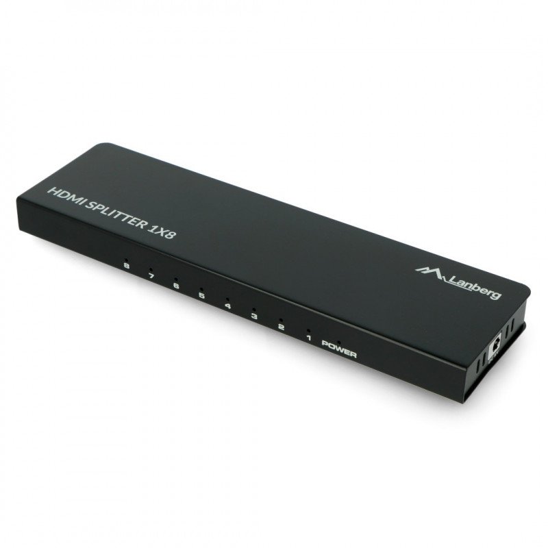 Lanberg HDMI splitter - 8x HDMI 4K + napájecí zdroj - černý