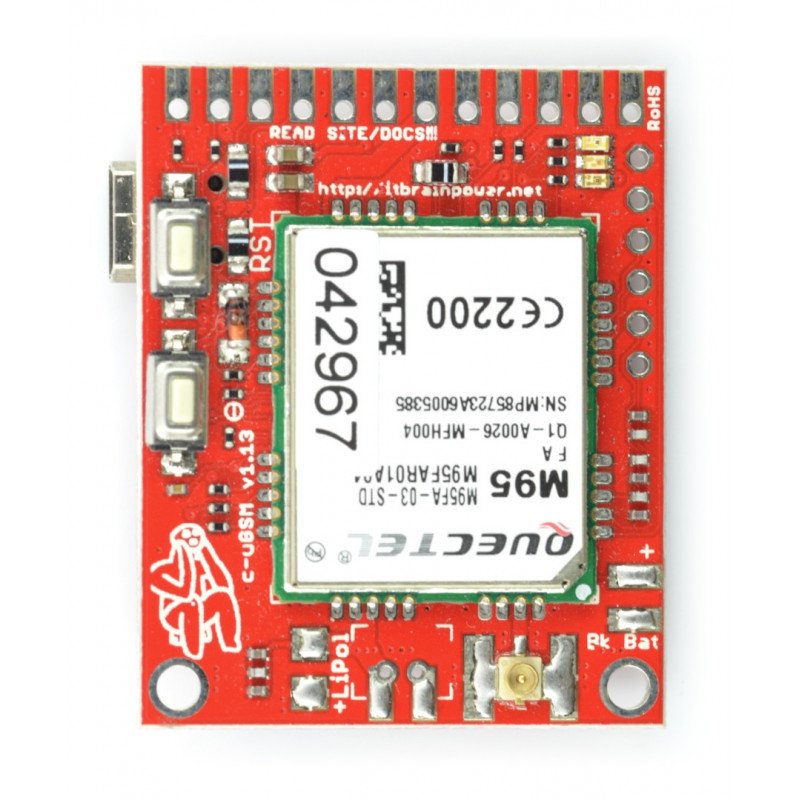 GSM GPRS dual SIM modul - c-uGSM μ-shield v.1.13 - pro Arduino a Raspberry Pi - u.FL konektor