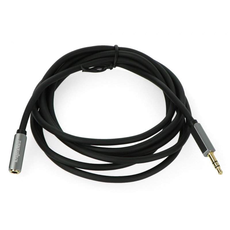 Kabel Kruger & Matz, zástrčka 3,5 mm Jack - zásuvka 3,5 mm Jack, černé stereo - 1,8 m