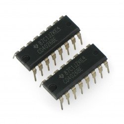 Logic CD4026 - digitální čítač, 7segmentový dekodér THT - 2 ks.