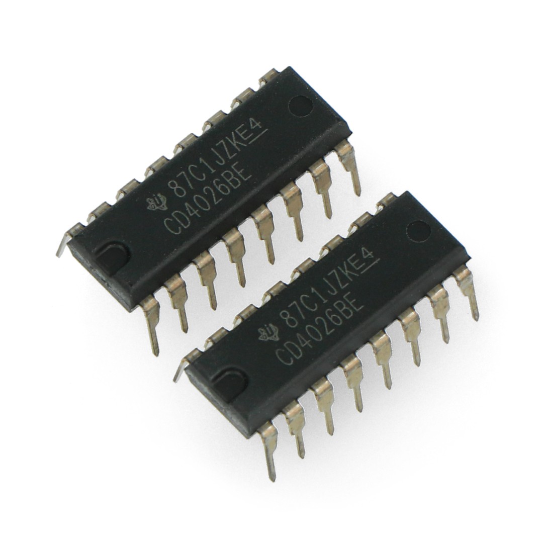 Logic CD4026 - digitální čítač, 7segmentový dekodér THT - 2 ks.