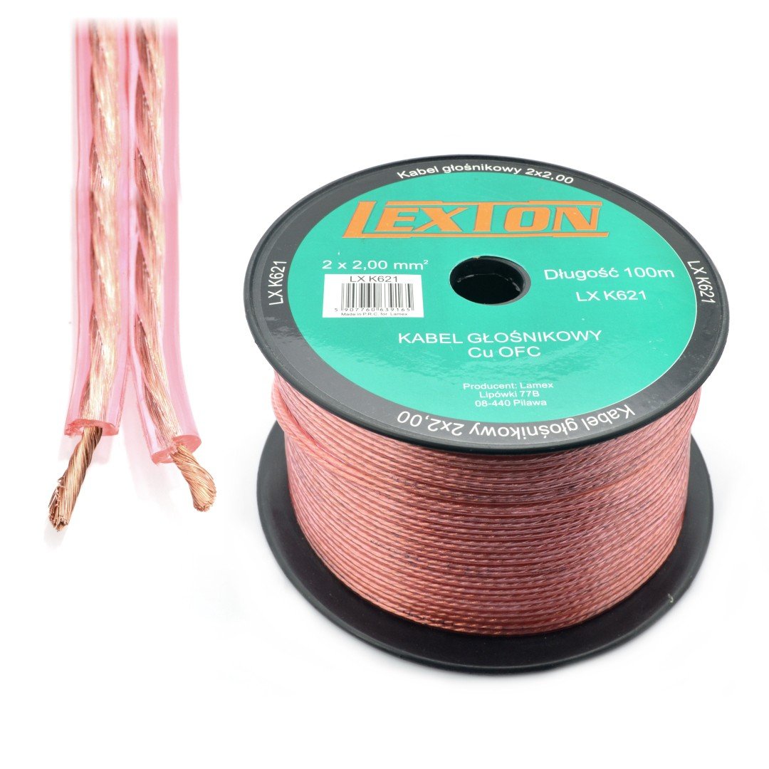 Kabel reproduktoru Lexton 2x2,00 CU OFC - 1m