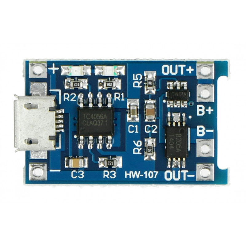 Nabíječka Li-Pol TP4056 pro jeden článek 1S 3,7V microUSB s ochranou