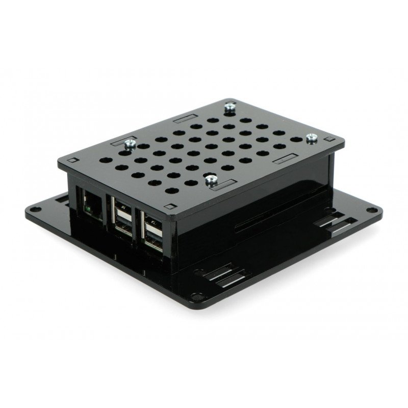 Pouzdro Raspberry Pi model 2 / B + VESA v2 pro montáž na monitor - černé