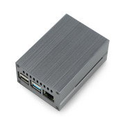 Pouzdro pro Raspberry Pi 4B s ventilátorem - kovové - šedé