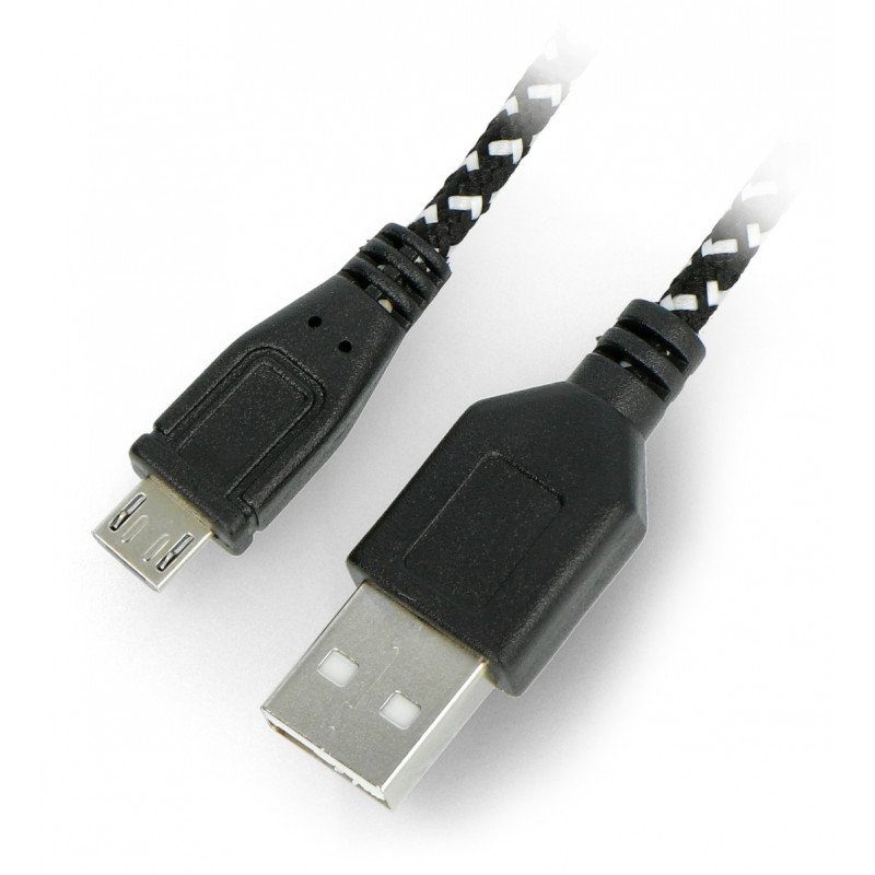 Kabel USB - microUSB, opletený 1m
