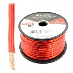 Profesionální napájecí kabel 6AWG - červený - role 25 m