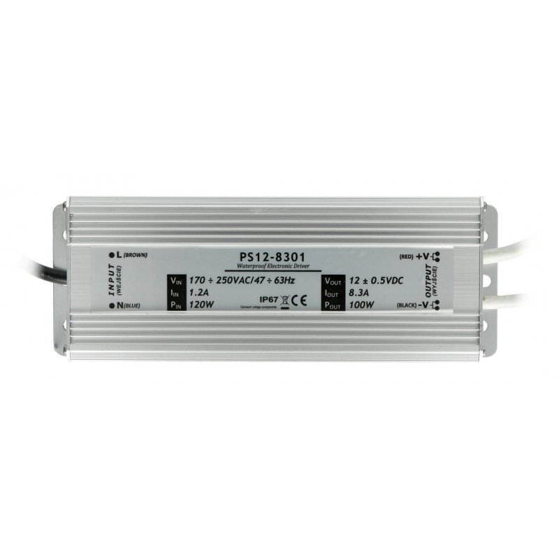 Napájecí zdroj pro LED pásky a pásky vodotěsné - 12V / 8,33A /