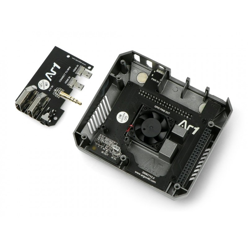Hliníkové pouzdro pro Raspberry Pi 4B s ventilátorem - Argon One - šedé