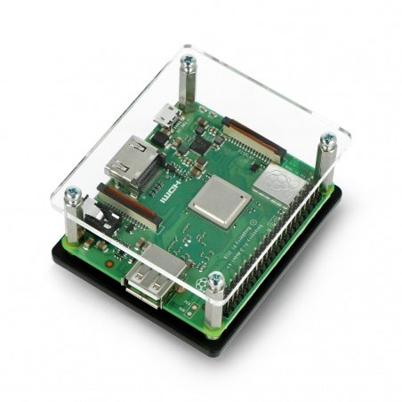 Pouzdro Raspberry Pi 3 Model A + černé a průhledné otevřené Pouzdro Raspberry Pi 3 Model A + černé a průhledné otevřené