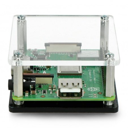Pouzdro Raspberry Pi 3 Model A + černé a průhledné otevřené Pouzdro Raspberry Pi 3 Model A + černé a průhledné otevřené