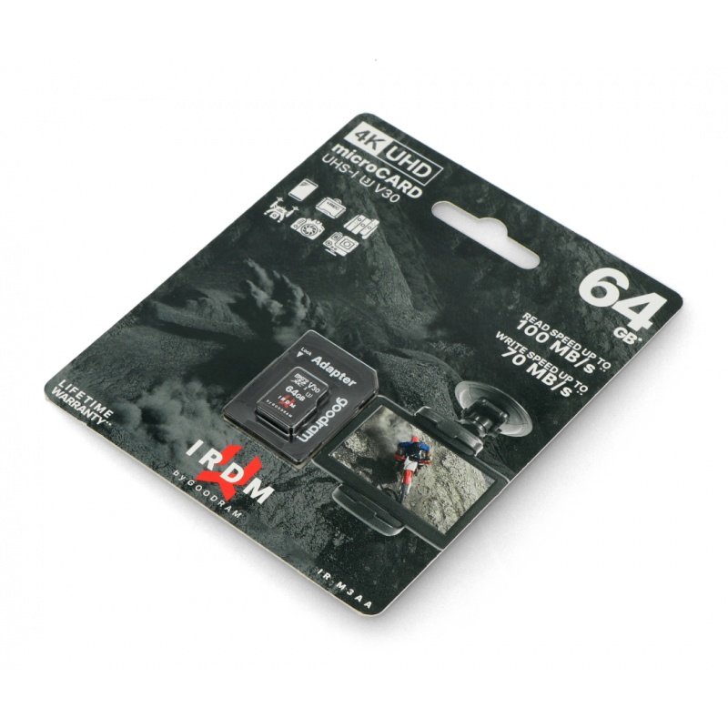 Goodram IR-M3AA paměťová karta microSD 64 GB 100 MB / s UHS-I třída U3 s adaptérem