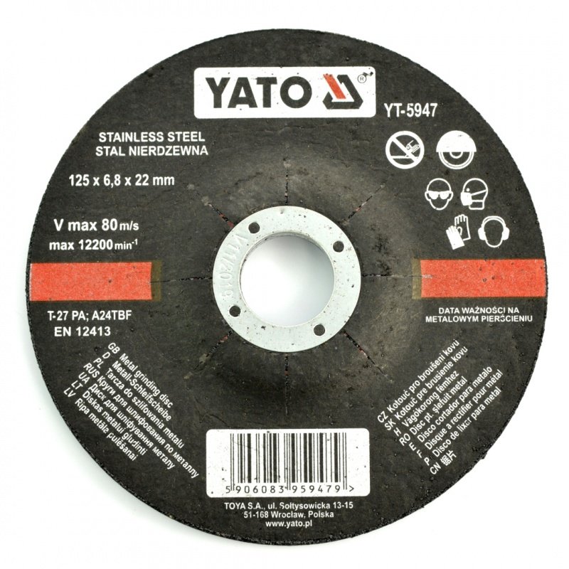 Brusný kotouč na nerez Yato YT-5947 - konvexní - 125x6,8mm