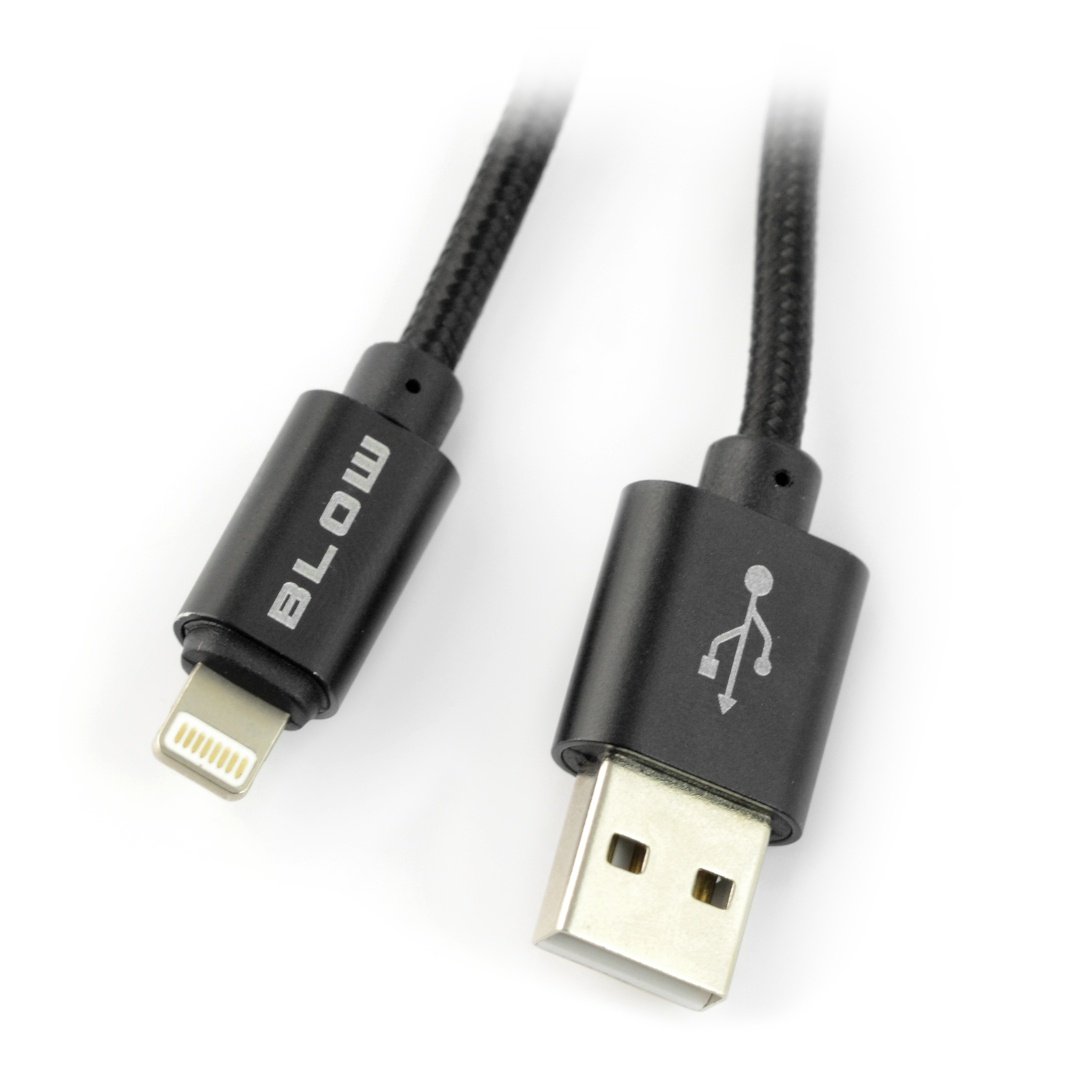 USB A - Lightning kabel pro iPhone / iPad / iPod - opletený Blow - černý 1,5 m