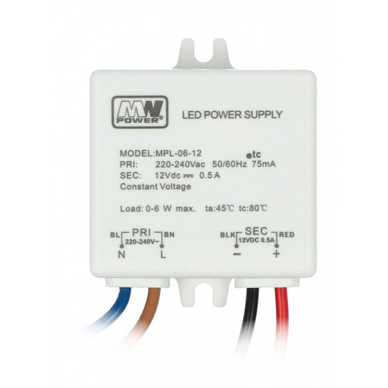Napájecí zdroj pro LED pásky a LED pásky MW Power MPL-06-12 12V / 0,5A / 6W
