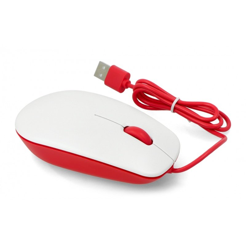 Optická kabelová myš Raspberry Pi 4B / 3B + / 3B / 2B oficiální - červená a bílá_