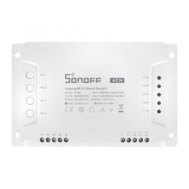 Sonoff 4CH Rev2 WiFi - 4kanálový přepínač