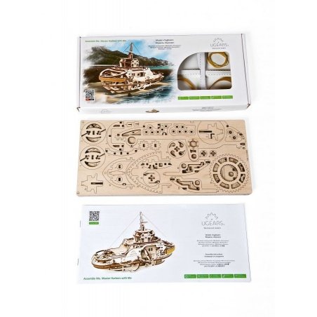 Remorkér - mechanický model pro skládání - dýha - 169 prvků - Remorkér - mechanický model pro skládání - dýha - 169 prvků -
