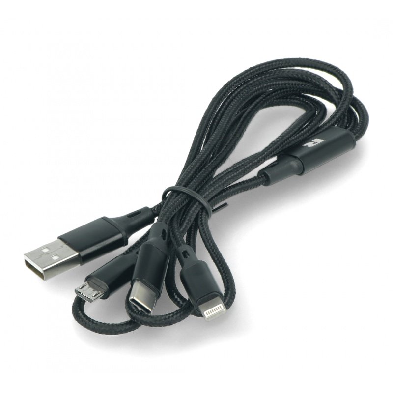 Kabel Rebel 3v1 USB typu A - microUSB, USB typu C, Lightning -