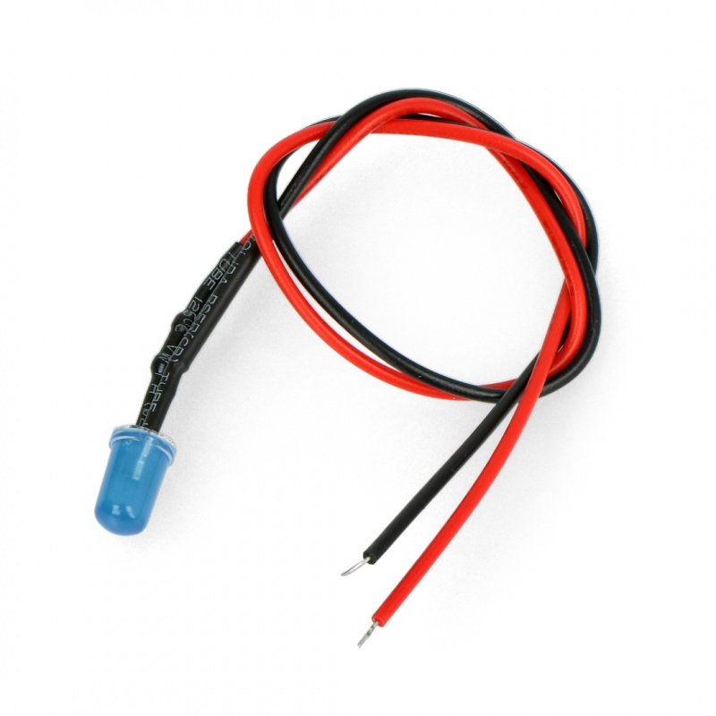 5mm 12V LED s odporem a vodičem - modrý - 5ks