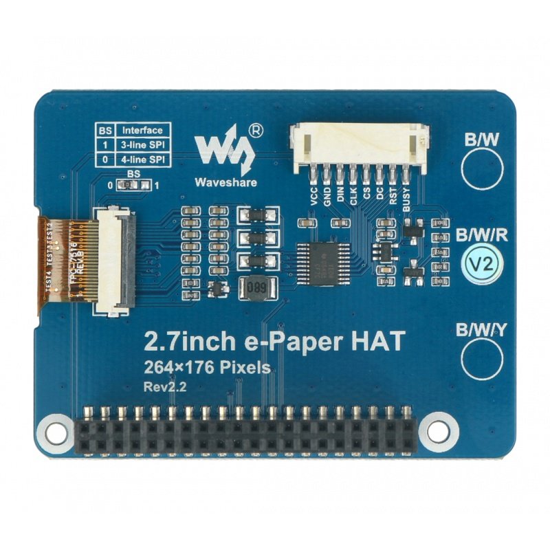 E-paper Hat (B) 2,7 '' 264x176px - modul s tříbarevným