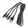 Kabel 3v1 USB typu A - microUSB, USB typu C, Lightning - černý - zdjęcie 1