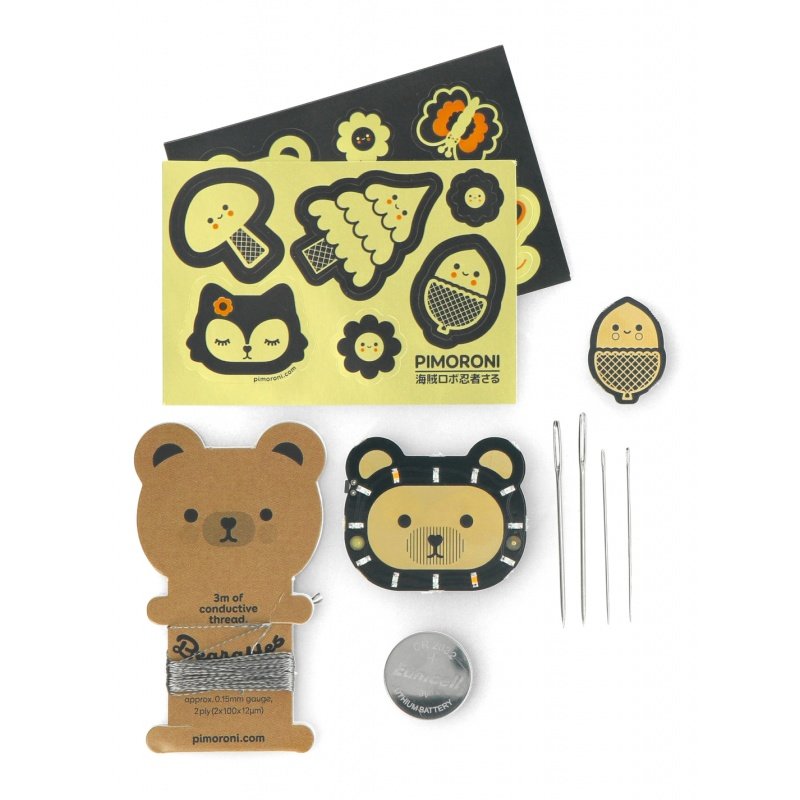 Pimoroni Bearables Bear Kit - przypinki z diodami LED i