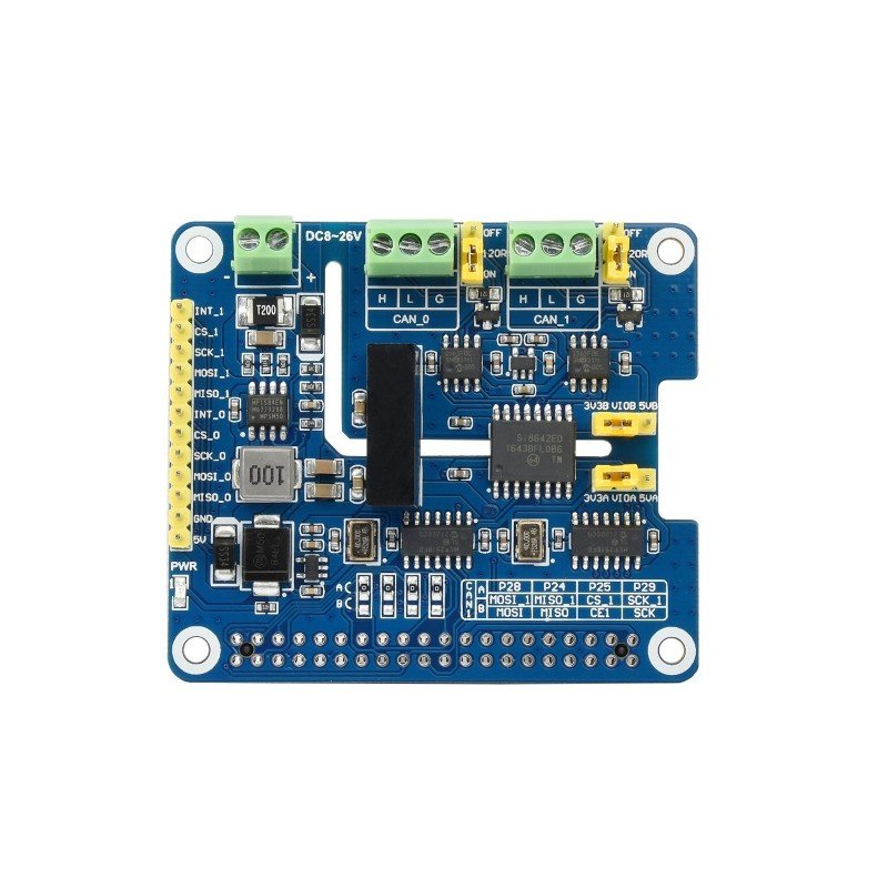 2-Channel Isolated CAN FD Expansion HAT for Raspberry Pi, Multi