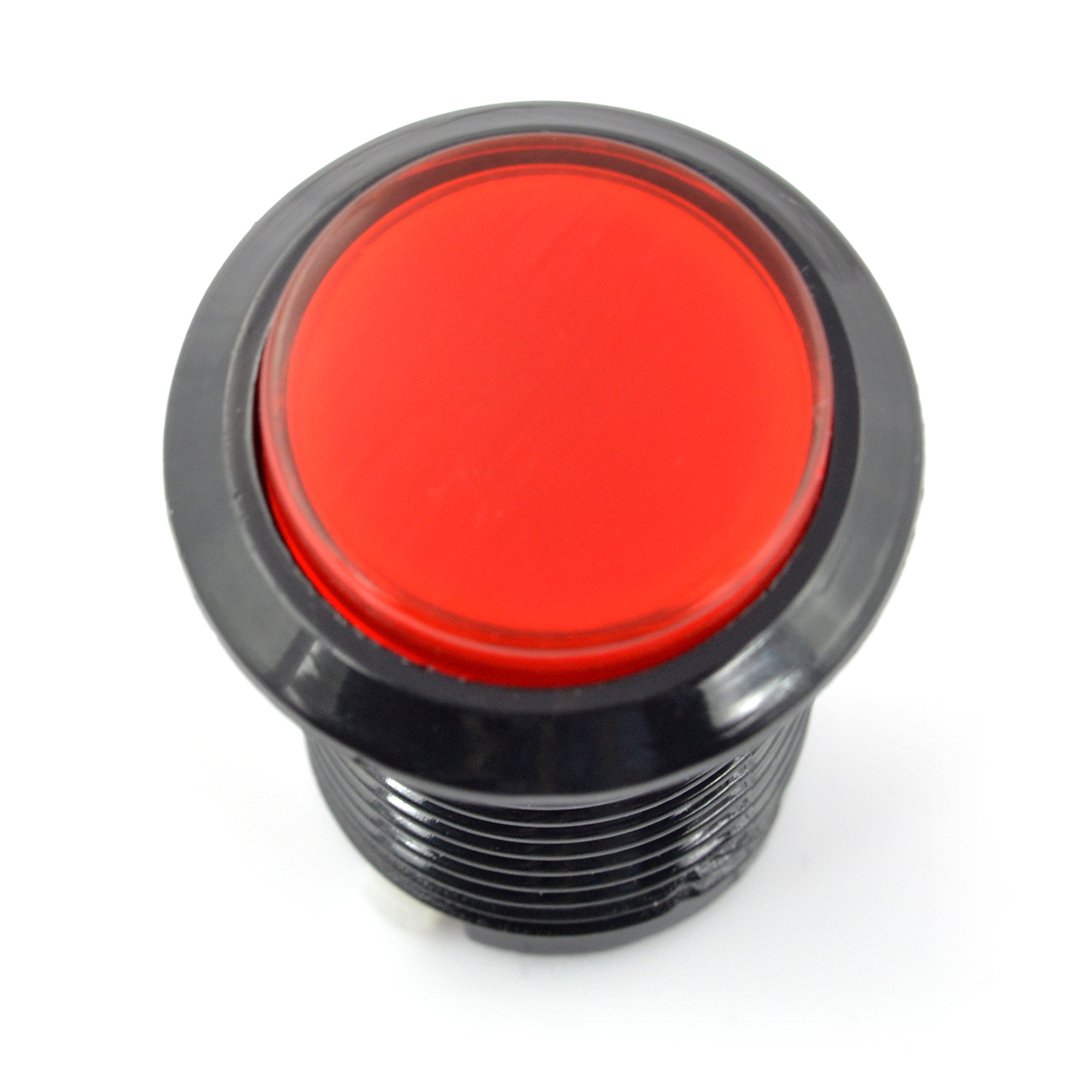 Tlačítko Arkády 3,3 cm černé pouzdro - červené s podsvícením