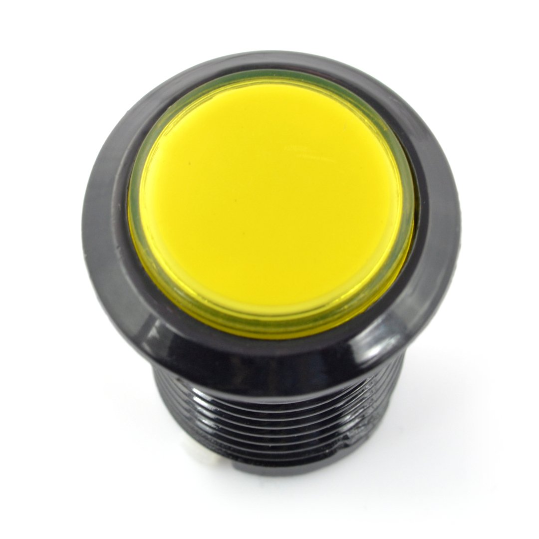 Tlačítko Arkády 3,3 cm černé pouzdro - žluté s podsvícením