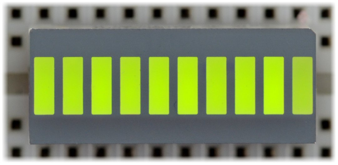 Zelený LED displej pravítka