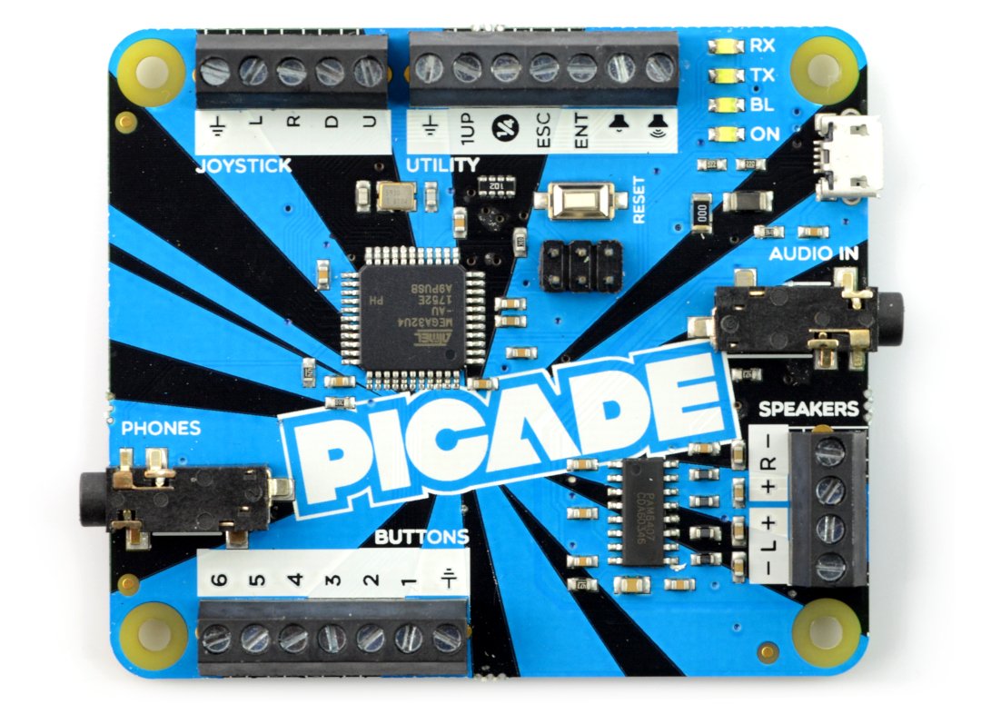 Picade PCB ATmega32U4 - modul 3W audio zesilovače - kompatibilní s Arduino