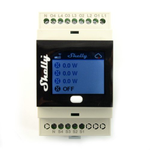 Shelly 4Pro - 4kanálové 230V WiFi relé s displejem