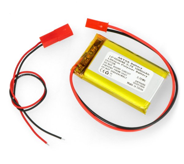 Akyga 1000mAh 1S 3,7 V Li-Pol baterie - konektor JST-BEC + zásuvka - 48x30x7mm