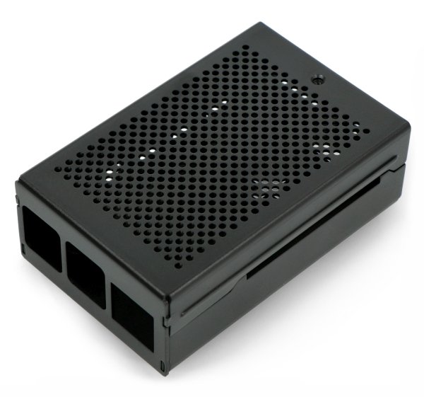 Pouzdro pro Raspberry Pi 4B s ventilátorem - hliníkové LT-4BA03 - černé