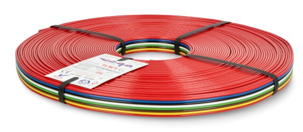 Plochý kabel TLWY - 8x0,75mm² / AWG 18 - vícebarevný - 25m