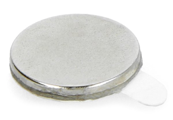 Kulatý neodymový magnet s lepicí vrstvou N N35 / Ni 10x1mm - 10ks