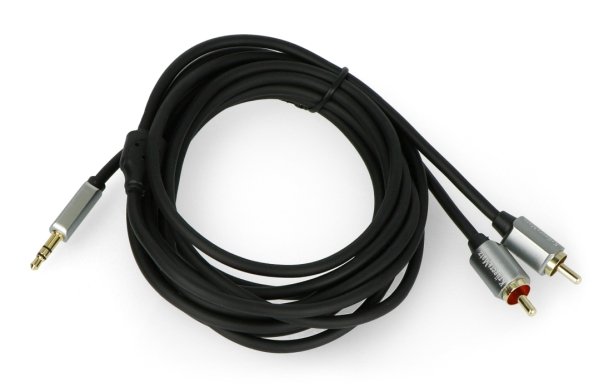 Kruger & Matz Jack 3,5 mm - 2x RCA černý - 3m kabel