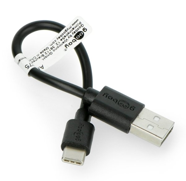 Goobay USB A 2.0 - USB C černý kabel - 0,1 m