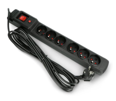 Prodlužovací kabel se zabezpečením Armac Multi M6 černý - 6 zásuvek - 5 m