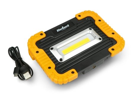 Dobíjecí LED světlomet s USB kabelem, 10W, 900lm, IP44, 3,7V, 4000K