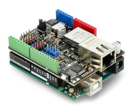 Ethernet a PoE Shield - W5500 - Ethernet a PoE štít pro Arduino. Desku Arduino je nutné zakoupit samostatně.