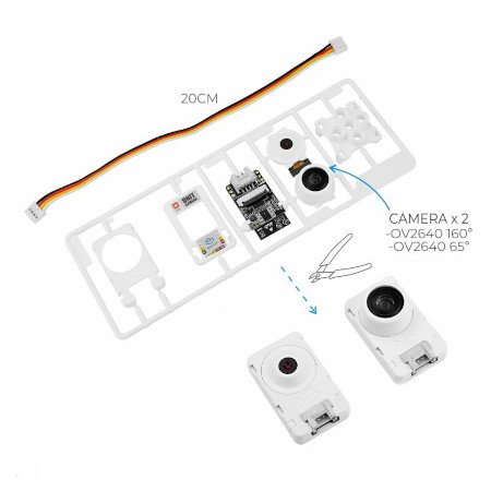 Prvky jsou součástí sady Unit Cam WiFi Camera DIY Kit určené k vlastní montáži.