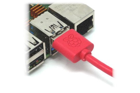 Oficiální microUSB kabel Raspberry Pi v červené barvě