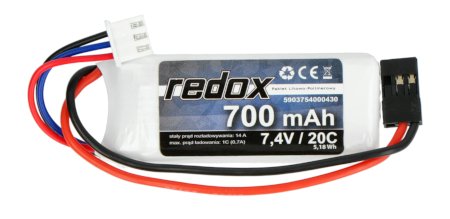 Balení Li-Pol Redox 700mAh 20C 2S 7,4V